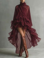 Stylish And Elegant Ruffled Chiffon Dress