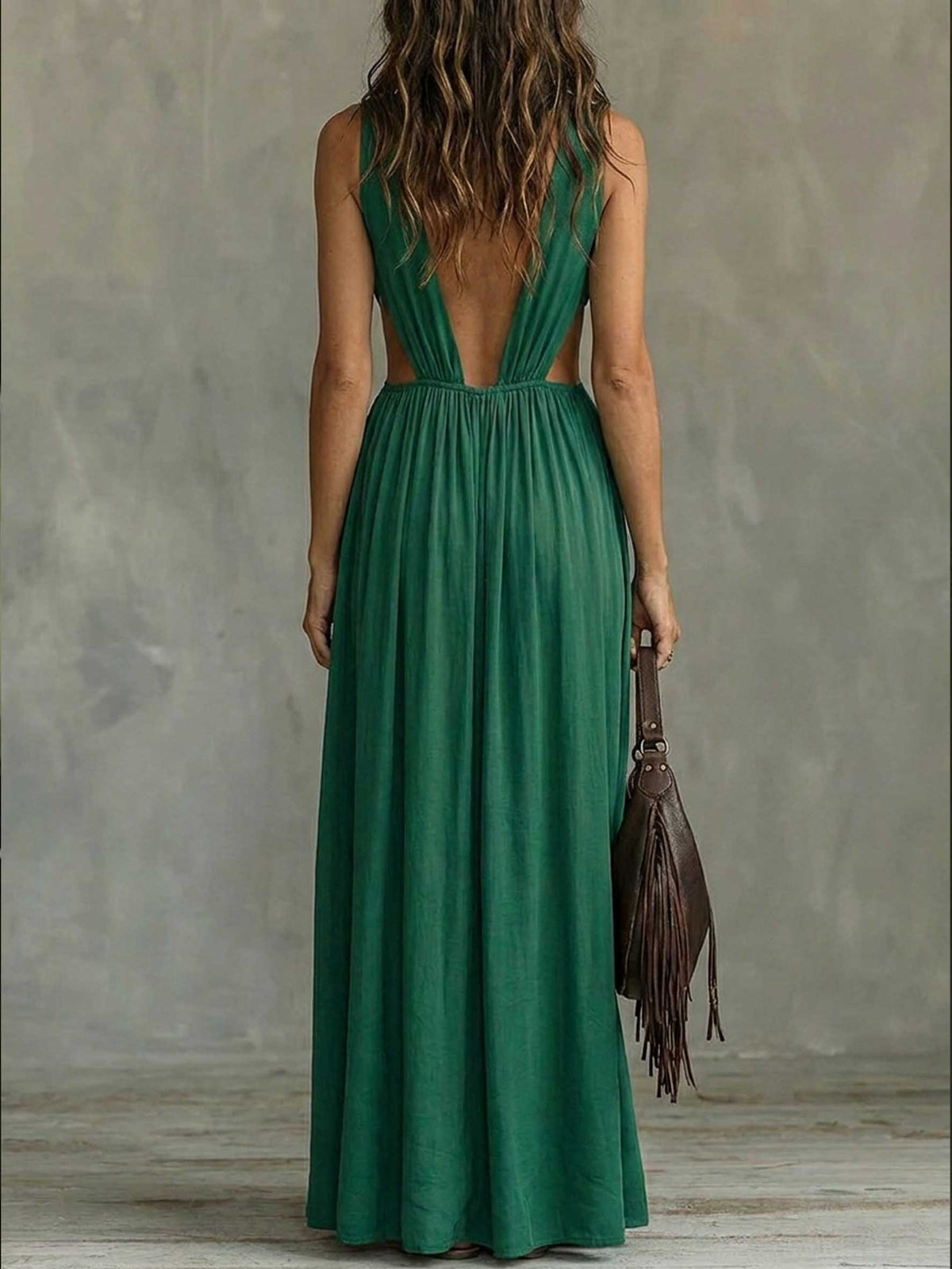 Women's Green Cutout Maxi Dress