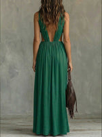 Women's Green Cutout Maxi Dress