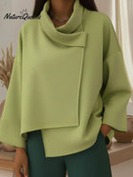 Elegant Cowl Collar Irregular Hem Jacket Cardigan