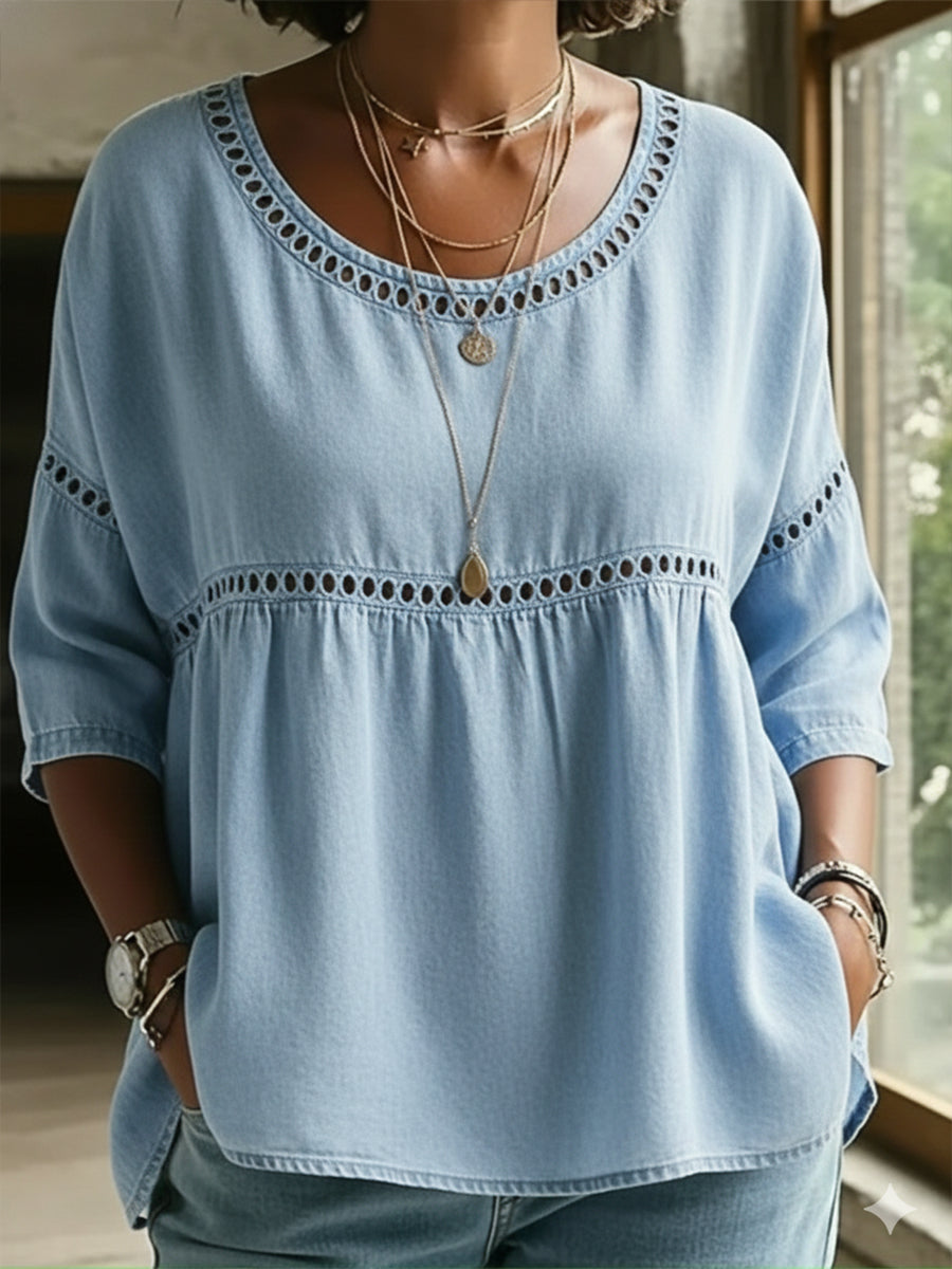 Casual Webbing Denim Top