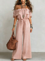 Women's Cotton-Linen Off-the-Shoulder Jumpsuit