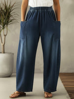 Casual Patch Pocket Loose-fitting Jeans