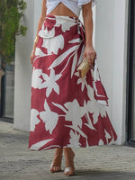 Women's Abstract Print Casual Loose Tie-waist Skirt