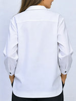 Women's Solid-color Lapel Long-sleeve Casual Loose Cotton-linen Top