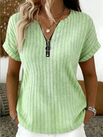 Women's Simple Cotton And Linen Short-sleeved Top
