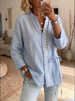 Casual Cotton Shirt With Lace Paneling