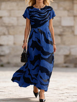 Artistic Zebra-print Cotton-linen Dress