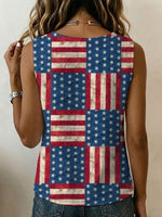 American Independence Day Stars And Stripes Decorative Pattern Women's No Sleeve Cotton Shirt
