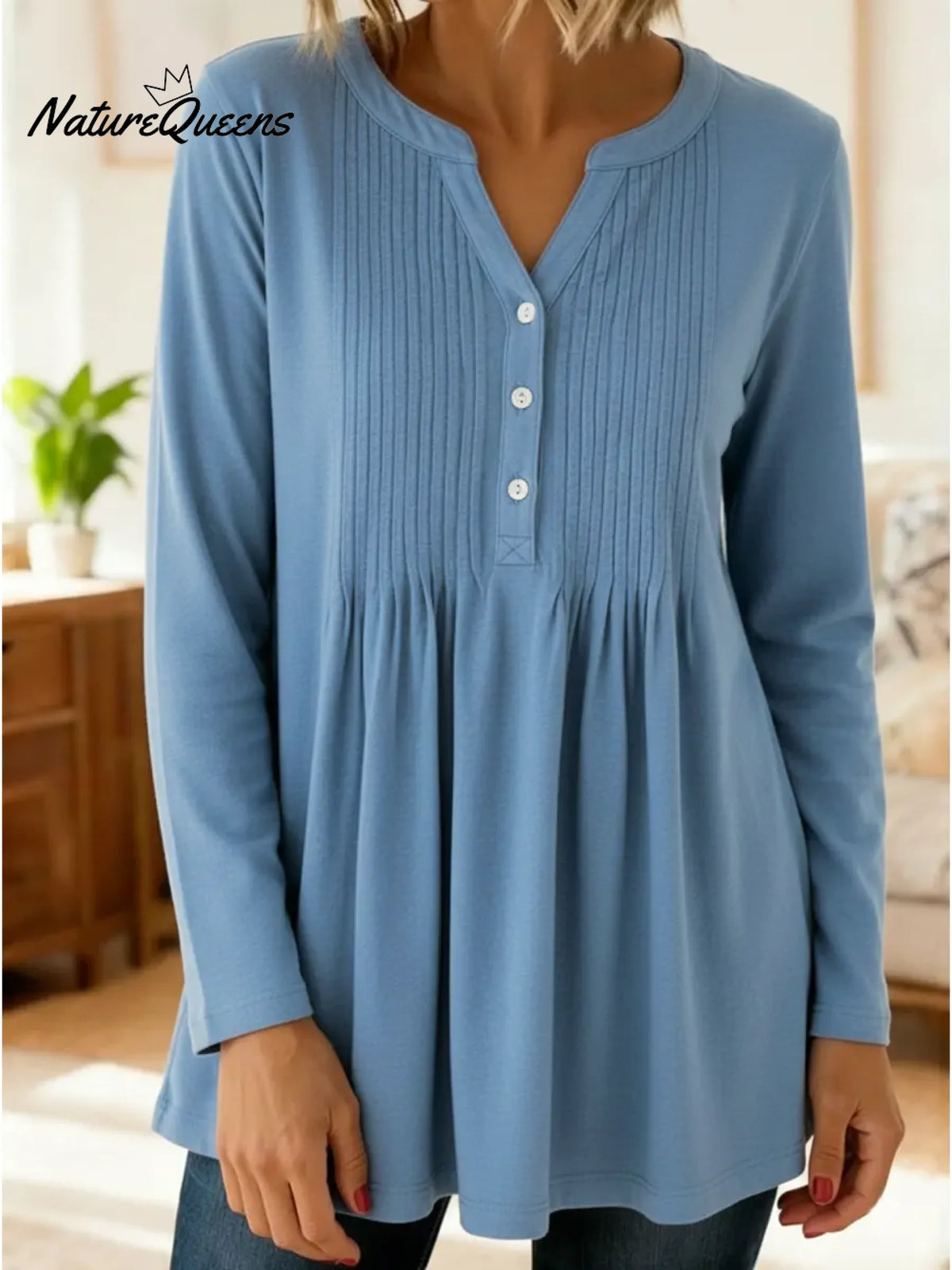 Women's Cozy Stretchy Knitted Pleated Cotton Top
