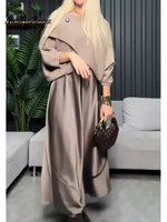 Women's Knitted Sweater And Satin Slip Dress Two-piece Set