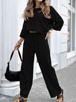 Stylish Cozy Shirt & Wide-leg Pants Linen Cotton Two-piece Set