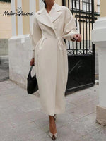 Women's Stylish Elegant Lantern-sleeved Wool Blend Long Coat