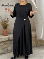 Elegant Two-piece Wrap-style Pleated Midi Dress