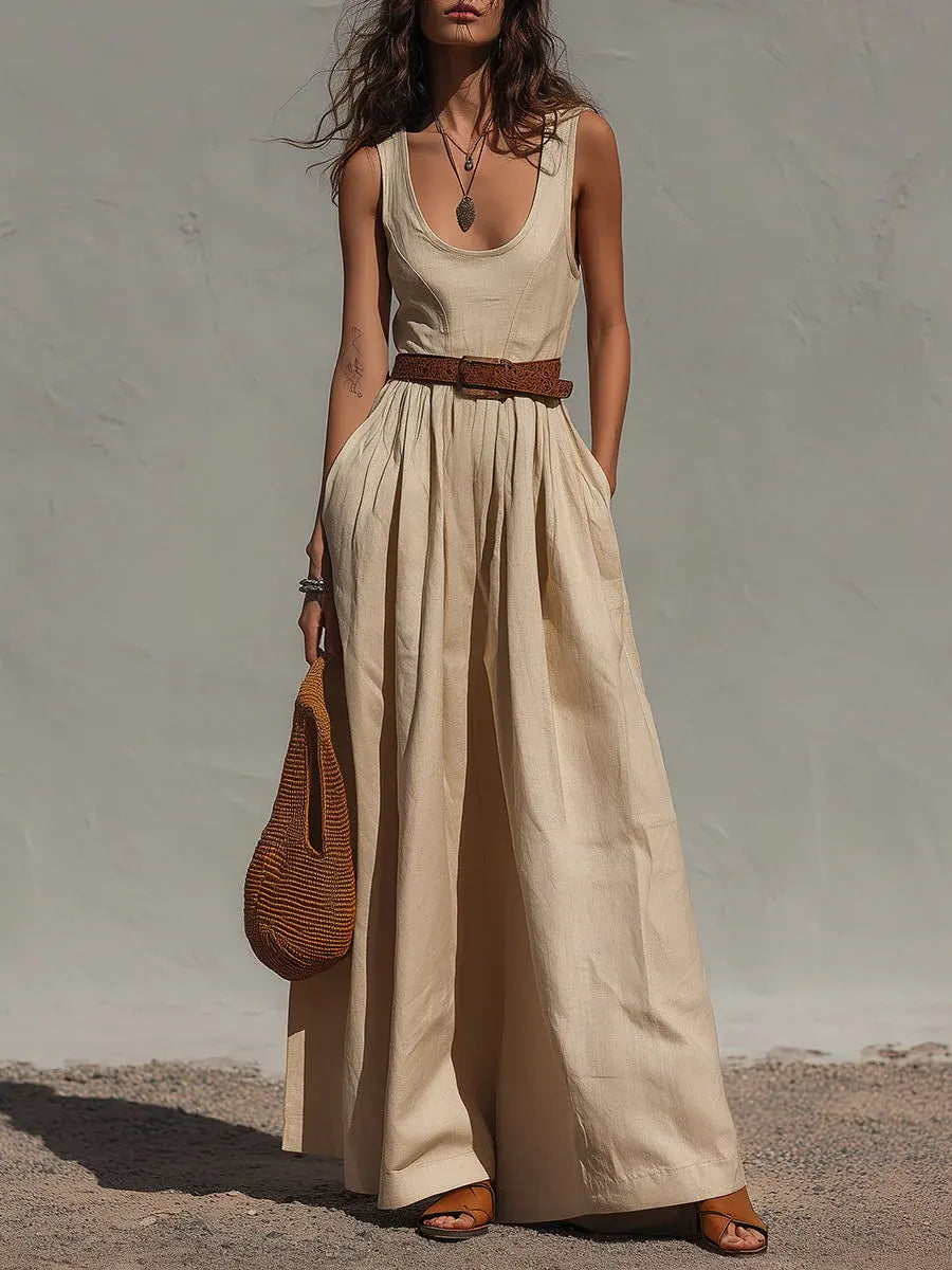 Women's Vacation Style Minimalist Sleeveless Maxi Dress