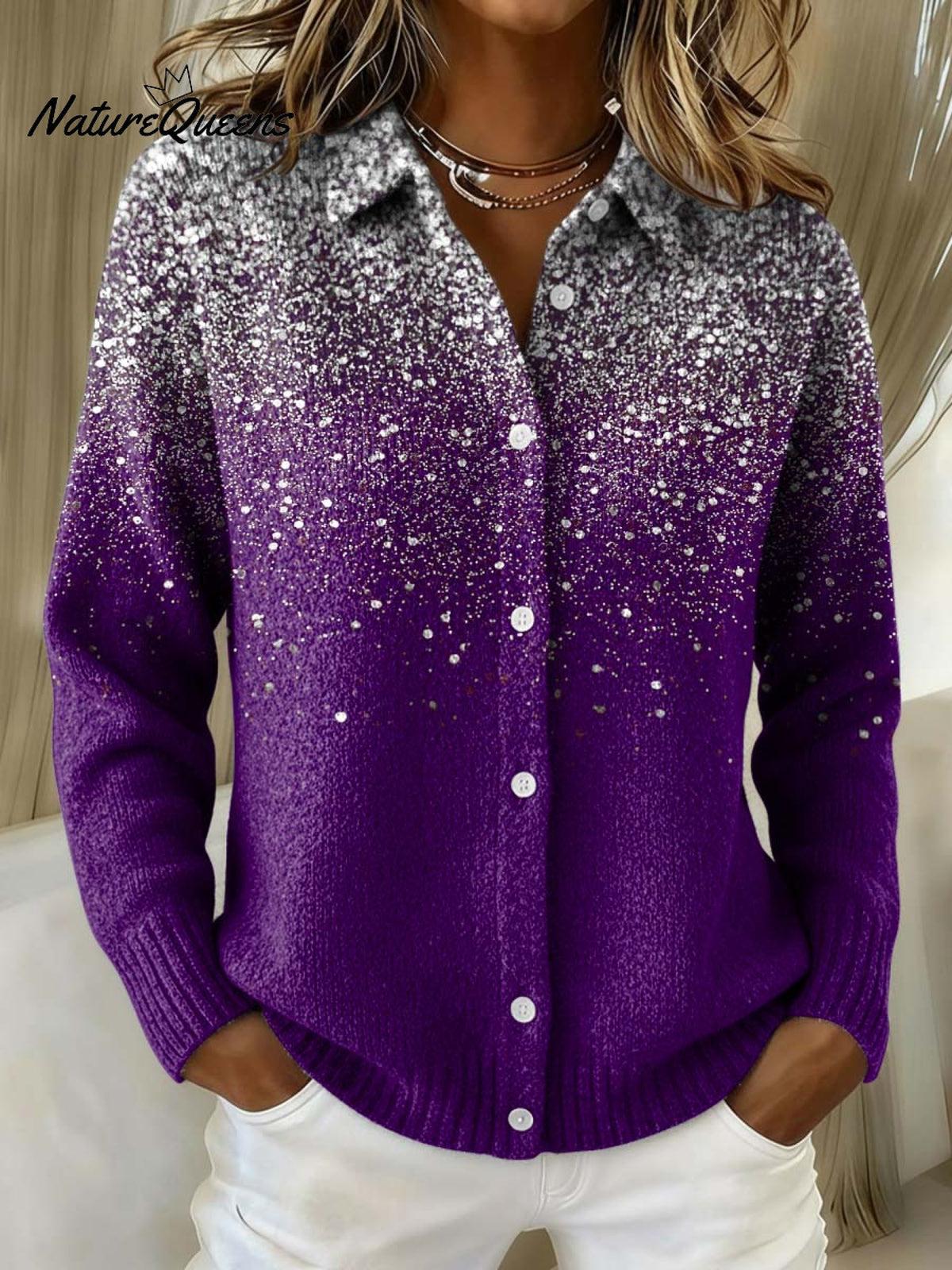 Winter Festival Celebrations Are Dazzling Decorative Patterns Casual Shirt Collar Long Sleeve Sweater