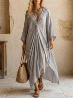 Women's V-Neck Irregular Loose-Fitting Dress
