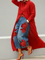 Women's Artistic Ink Print High Waist Stretch Casual Jeans