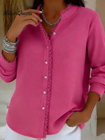 Retro Casual Lace Collar Button Shirt
