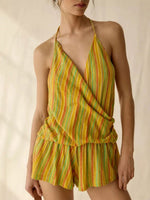 Women's Halter-neck Tie-strap V-neck Backless Vacation-style Dress