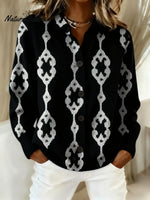 Women's Vintage Abstract Geometry Art Print Casual Sweater