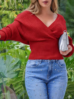 Women's Comfortable Crossover V-Neck Slim Fit Sweater