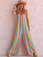 Boho-style Vintage Print Loose-fit Draped Jumpsuit