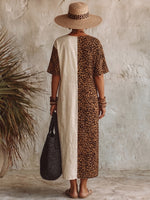 Casual Leopard-print Paneled Dress