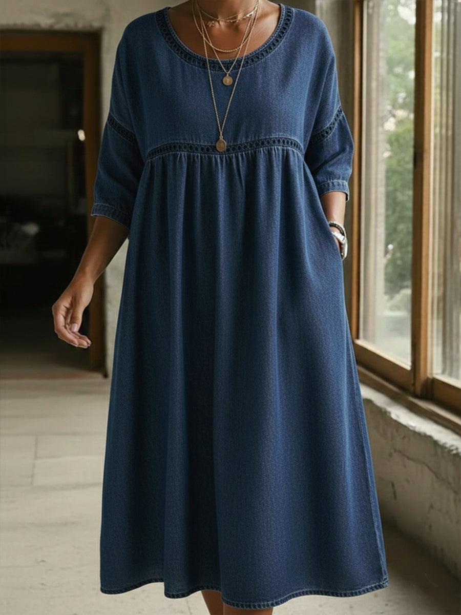 Casual Webbing Denim Dress