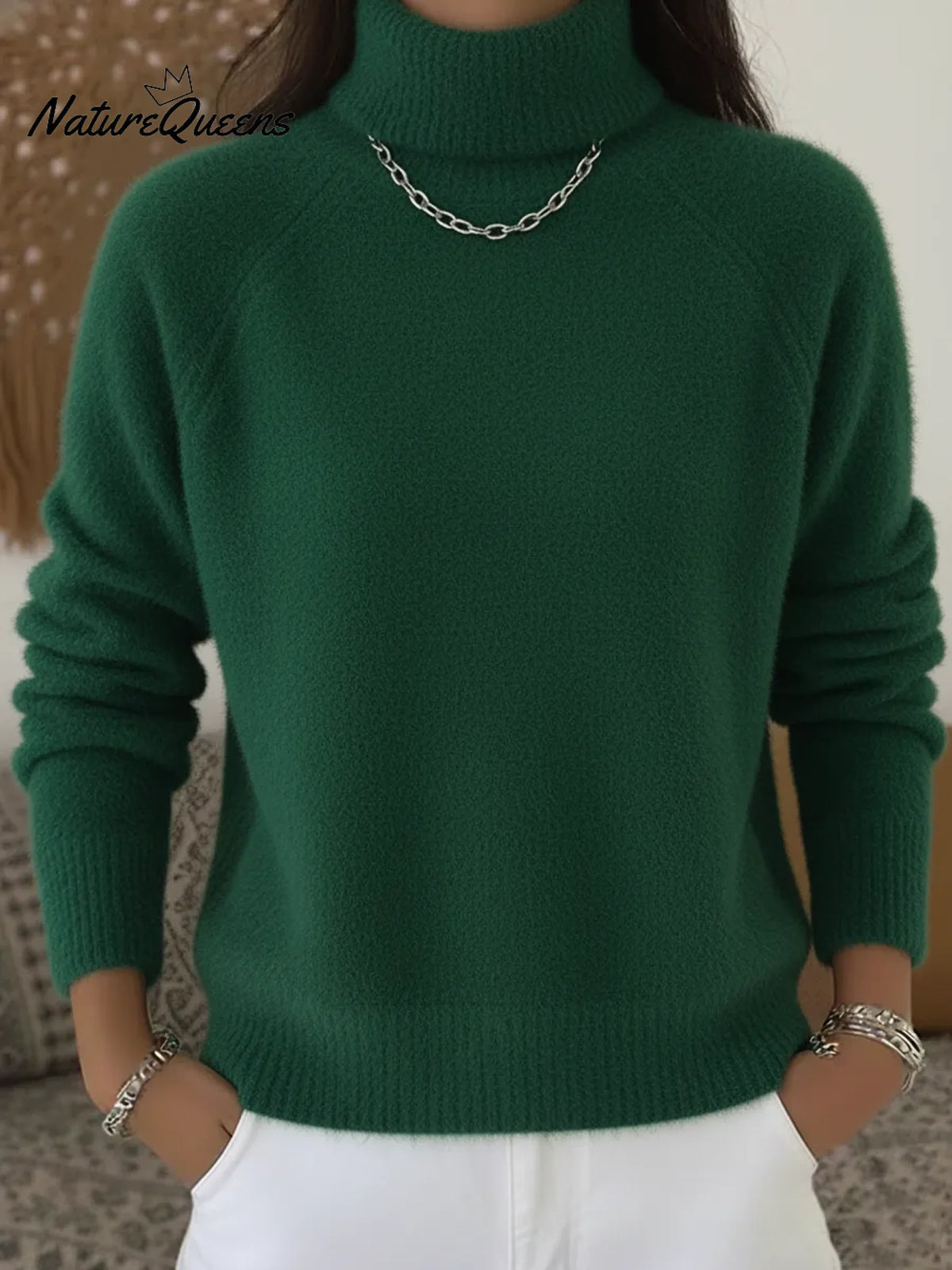Cozy Casual Solid Color Turtleneck Sweater Top