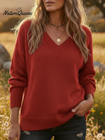 Cozy Casual V-neck Solid Color Sweater