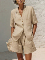 Minimalist & Elegant Loose-fit Cotton-linen Two-piece Set