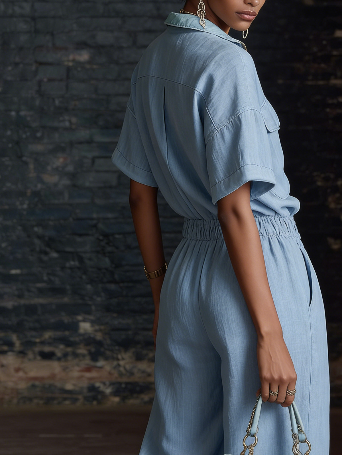 Drawstring Waist Jumpsuit - Comfortable For Everyday Wear