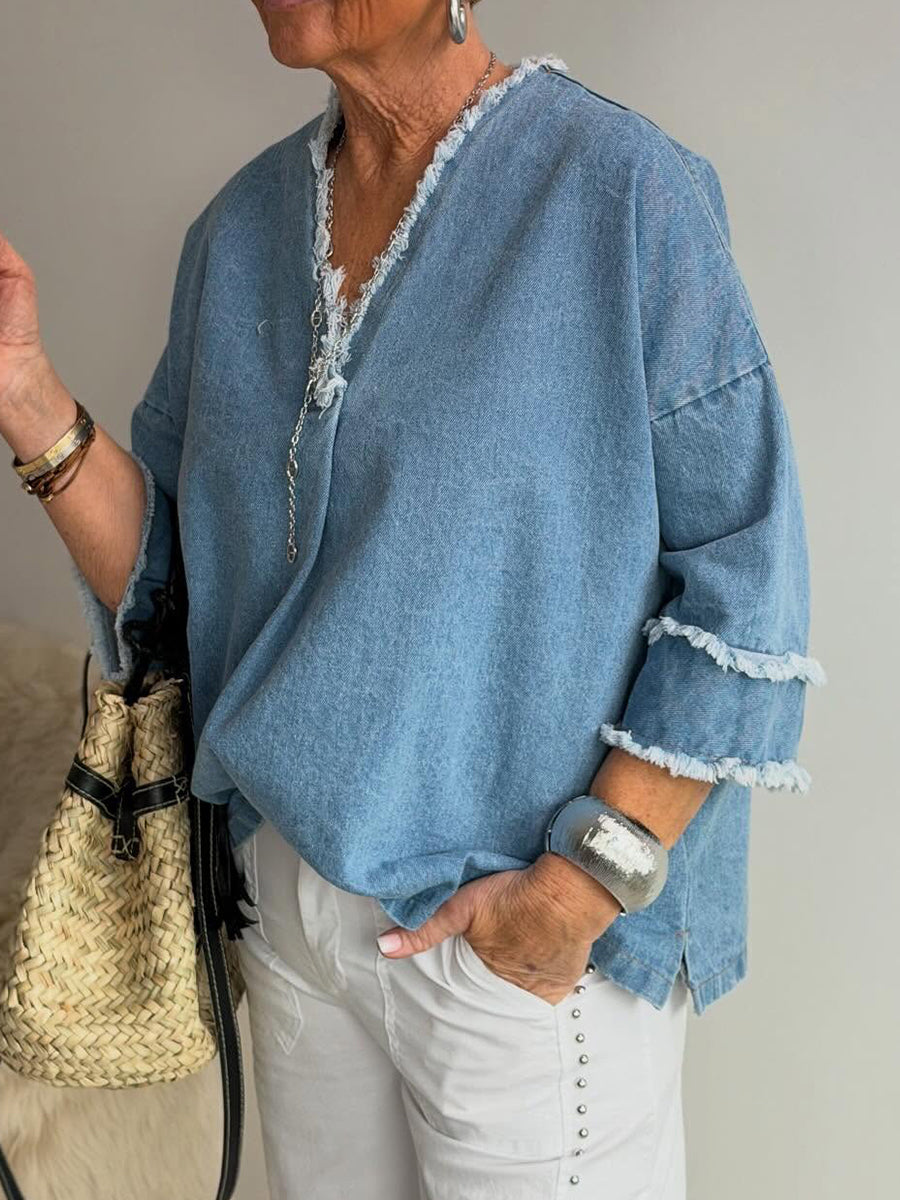 Casual Washed Vintage Denim Shirt