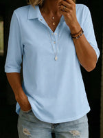 Casual Cozy Polo Collar 100% Cotton Half-sleeve T-shirt