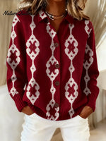 Women's Vintage Abstract Geometry Art Print Casual Sweater