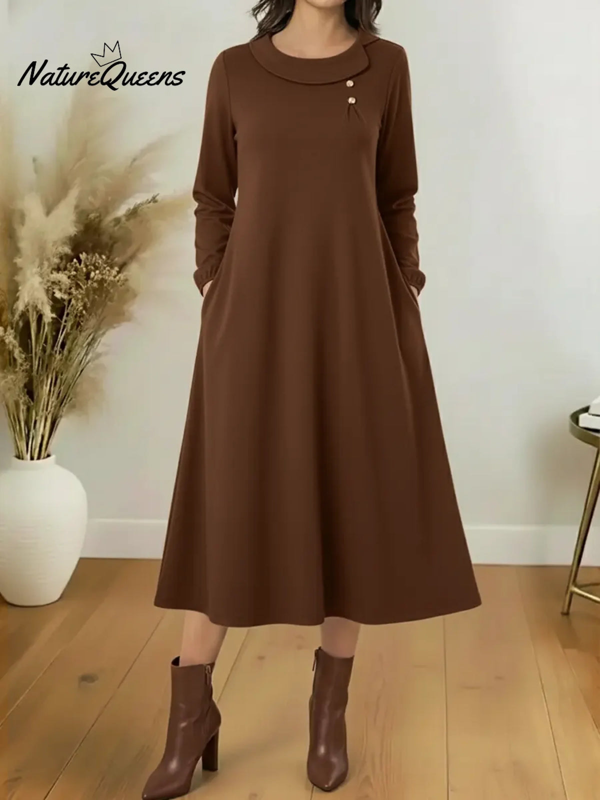 Women's Cozy Long-sleeved Cotton Dress