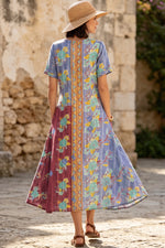 Women's Bohemian-print Cotton-linen Maxi Dress