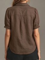 Women's Lapel Solid-color Short-sleeve Top
