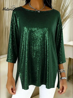 Women's Sparkly Christmas Round-neck Top