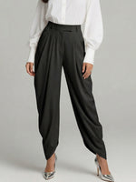 Women's Irregular-hem Draping And Pleats Linen Cotton Pants