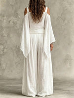 Women's Bohemian Batwing Sleeve Cotton Linen Set