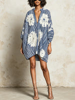 Loose-fit Casual Striped Linen And Cotton Dress