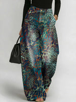 Women's Gradient Leopard Print Loose-fit Wide-leg Jeans