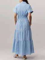 Women's V-neck Short-sleeved Casual Loose Cotton And Linen Dress