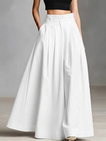 Women's Solid Color High-waisted Casual Loose Cotton Skirt