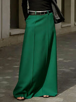 Women's Solid-color High-waisted Casual Loose Cotton Maxi Skirt