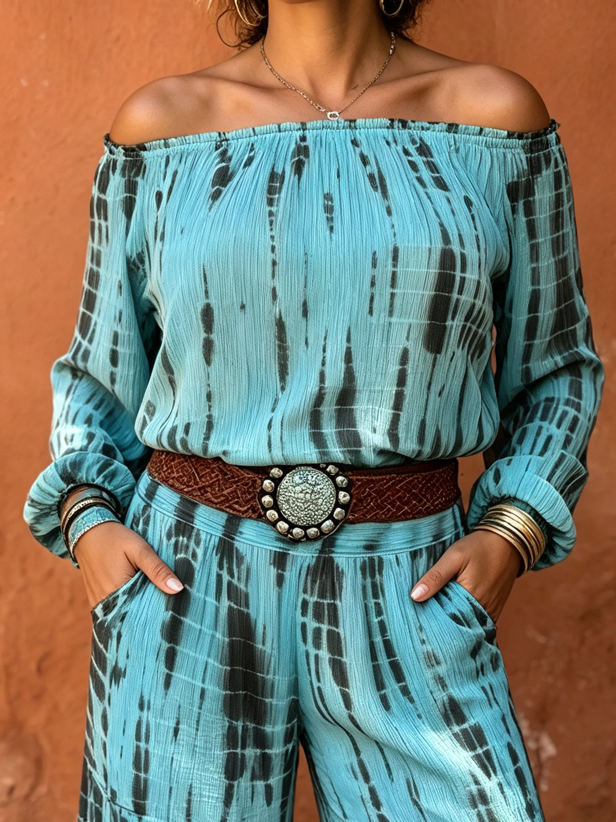 Bohemian Tie-dye Print Wide-leg Pants