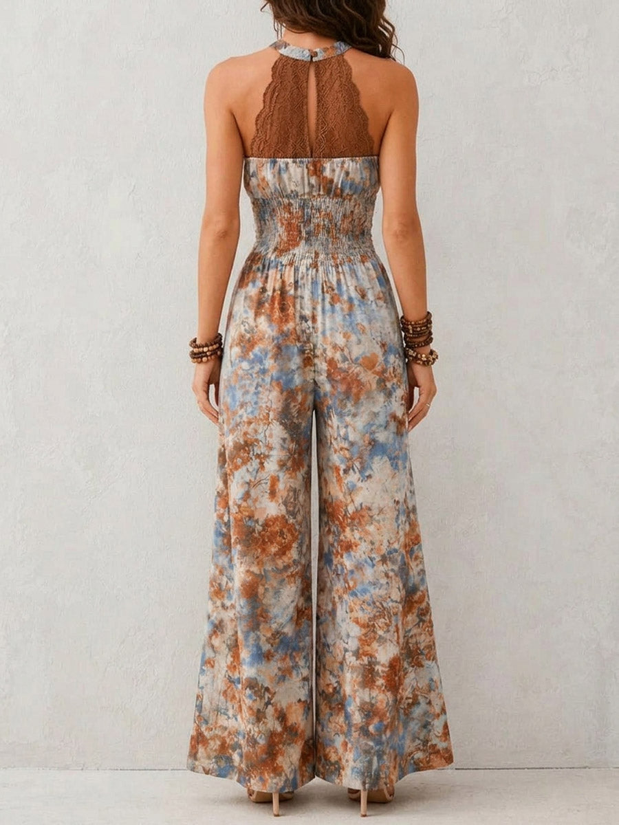 Women's Floral Art Print Casual Stylish Elegant Jumpsuit