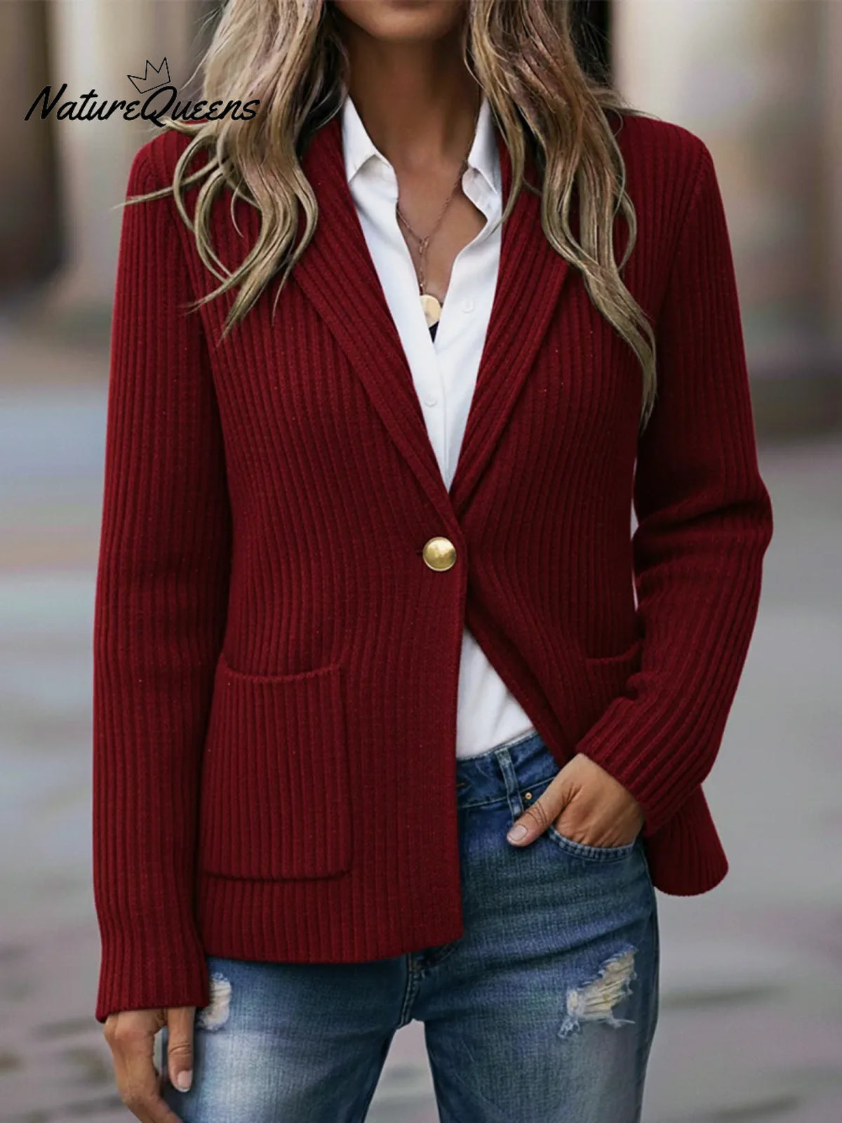 Women's Casual Metal Button Knit Cardigan Jacket